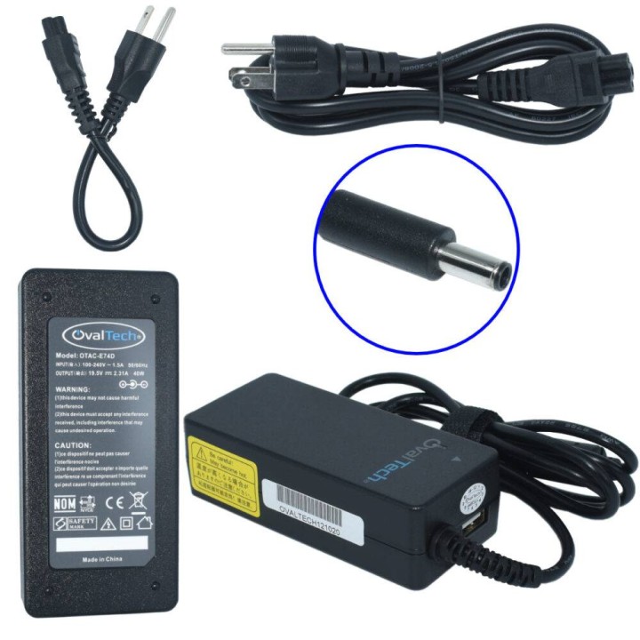 Adaptador de corriente para laptop OVALTECH 19.5V/2.31AH para DELL, Dell XPS 13 9343-4143 Notebook Dell XPS 13 L322X Ultrabook, 