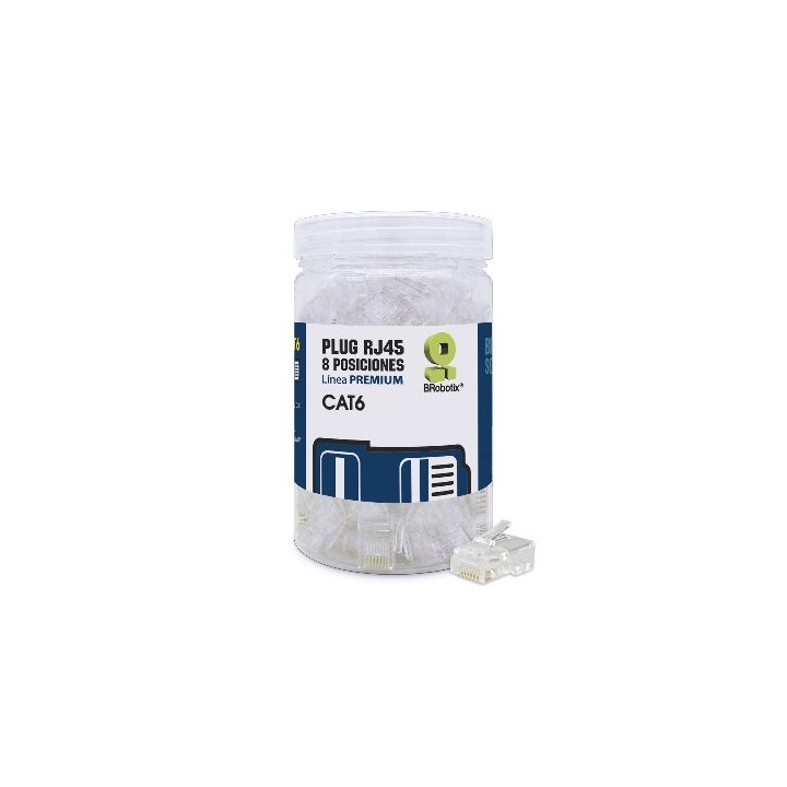 Plugs de Red RJ45, CAT6 Bote 100 Pzs BROBOTIX 263861